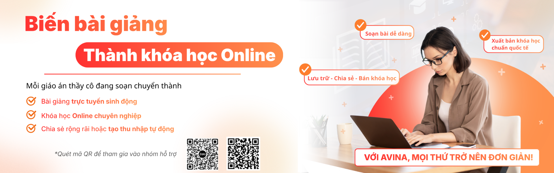 Avina template - Biến bài giảng thành khoá học online