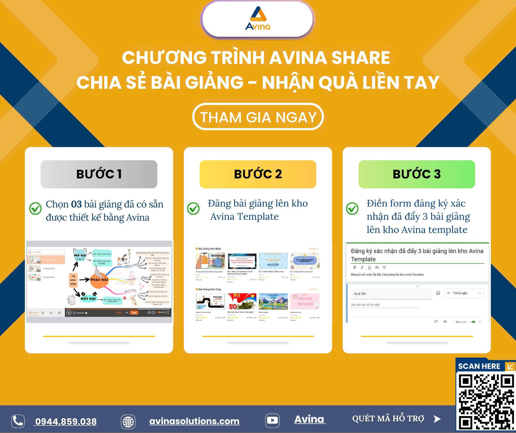 Chương trình Avina Share - Chia sẻ bài giảng, nhận quà liền tay